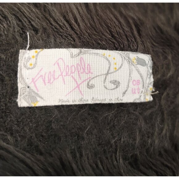 Large Free People Dark Grey Black Fuzzy Scarf Shawl 80 by 30 - Picture 3 of 14